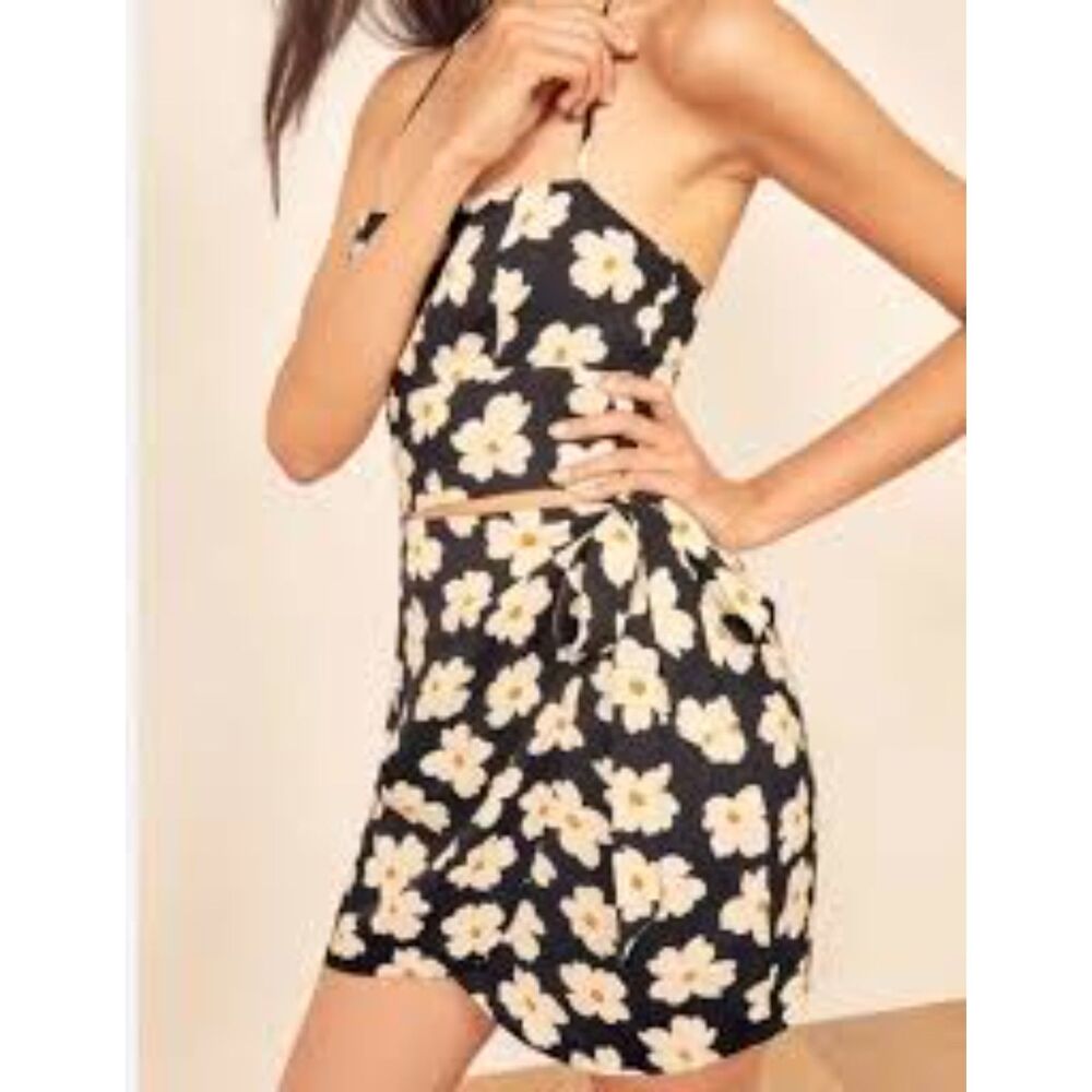 Reformation Gemma Coconut Dress floral halter wrap NWT Size 8 - Picture 2 of 16